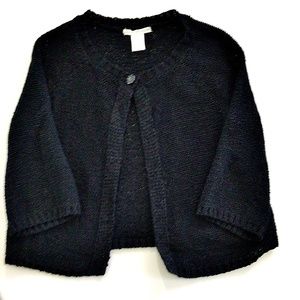 Sarah Spencer Womens Black Open Knit One Button Sweater, 8